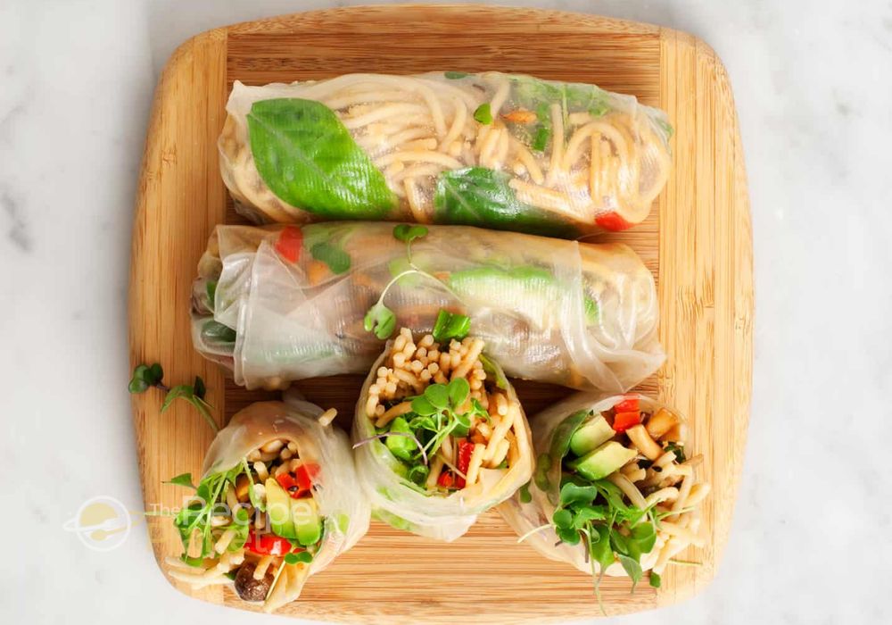 Serve the spring rolls fresh with peanut dipping sauce on the side. Serve the spring rolls fresh with peanut dipping sauce on the side.n