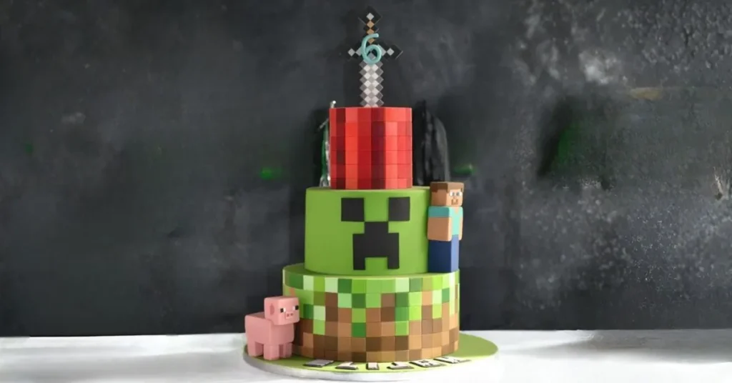 Three-Tier Minecraft Cake Recipe