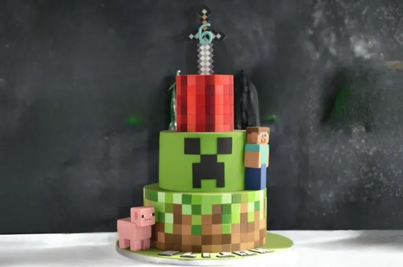 Three-Tier Minecraft Cake Recipe