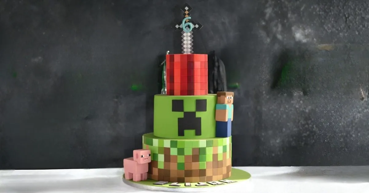 Three-Tier Minecraft Cake Recipe